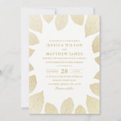 Elégant Mariage Invitations Gold Look Fall Leaves (Devant)