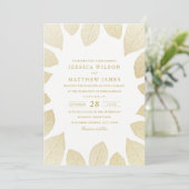 Elégant Mariage Invitations Gold Look Fall Leaves (Debout devant)