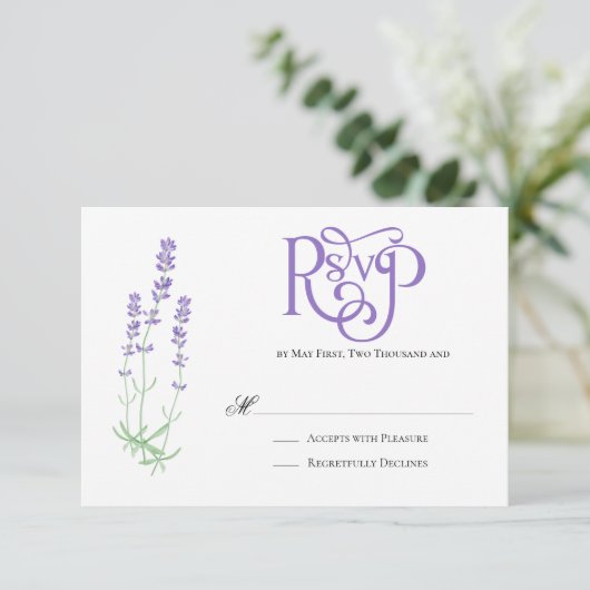 Elégant mariage Lavender RSVP (Debout devant)