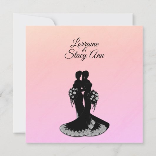 Elégant Mariage lesbien Pinks Invitation (Dos)