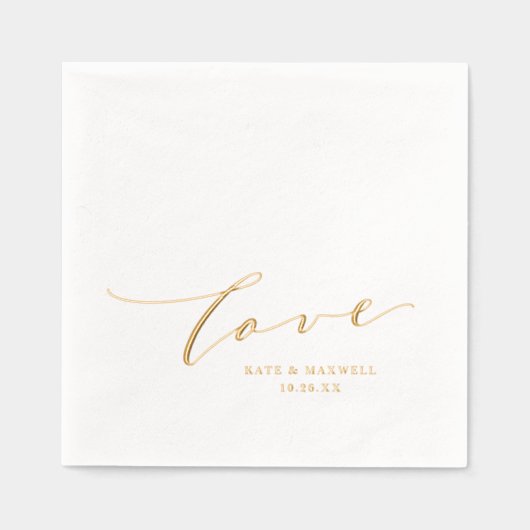 Élégant Mariage Love Script Noms et Mariage Date (Recto)