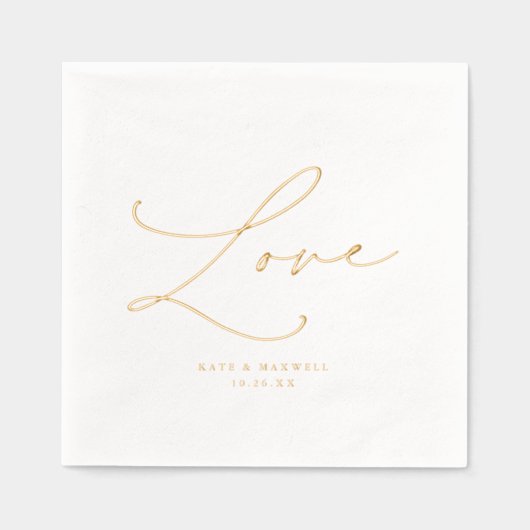 Élégant Mariage Love Script Noms et Mariage Date (Recto)