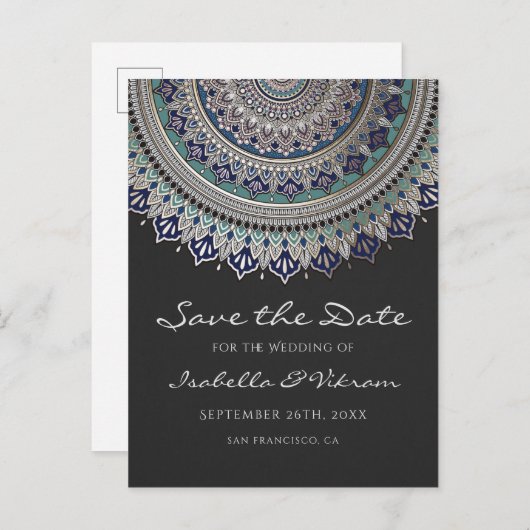 Elégant Mariage Mandala Enregistrer la Date Cartes (Devant / Derrière)