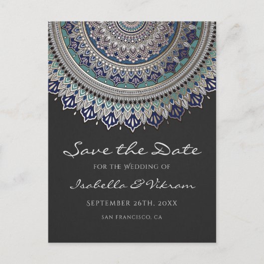 Elégant Mariage Mandala Enregistrer la Date Cartes (Devant)