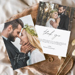 Élégant mariage manuscrit Merci photo<br><div class="desc">Romantique Mariage manuscrit Merci Cartes qui ont une photo à l'avant et à l'arrière. Les cartes de remerciement Printemps, Été, Automne, Automne, Hiver Les cartes de remerciement contiennent une typographie de script moderne blanc et noir lettré à la main, qui sont élégantes, simples et modernes à utiliser après que vous...</div>