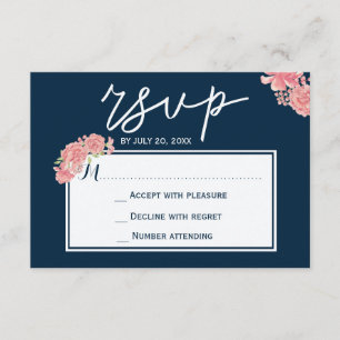Elégant mariage marine rose de minuit RSVP