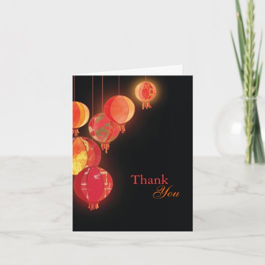 Élégant Mariage Merci de lanternes rouges (Devant)