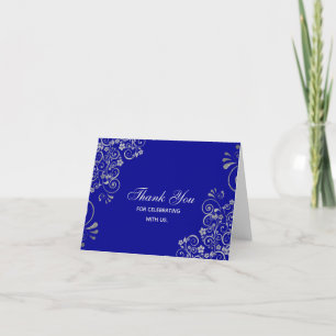 Élégant Mariage Merci en argent bleu