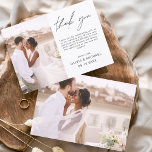 Elégant mariage Merci Photo Invitation<br><div class="desc">Carte de remerciement minimaliste Mariage qui ont une photo à l'avant et à l'arrière. Les cartes de remerciement contiennent une typographie de script moderne,  lettrée à la main,  qui sont élégantes,  simples et modernes à utiliser après la célébration du mariage.</div>