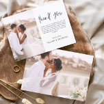 Elégant mariage Merci Photo Invitation<br><div class="desc">Carte de remerciement minimaliste Mariage qui ont une photo à l'avant et à l'arrière. Les cartes de remerciement contiennent une typographie de script moderne,  lettrée à la main,  qui sont élégantes,  simples et modernes à utiliser après la célébration du mariage.</div>
