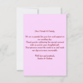 Elégant Mariage Merci Rose Rouge & Cadre Or (Dos)