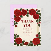 Elégant Mariage Merci Rose Rouge & Cadre Or (Devant / Derrière)