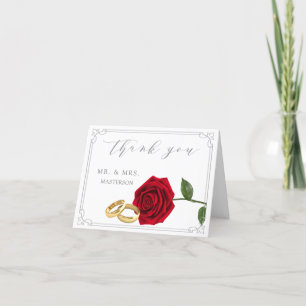 Élégant Mariage Merci Roses Rouges