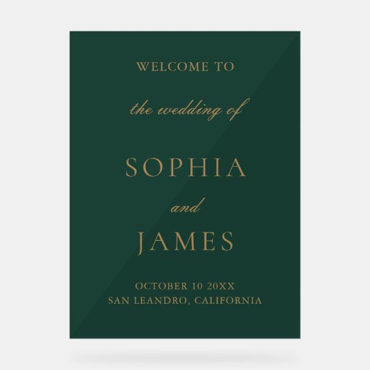 Élégant Mariage minimaliste Emerald Green Gold (Recto)