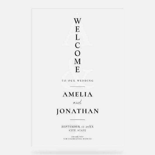 Elégant Mariage moderne Bienvenue (Recto)