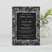 Elégant Mariage moderne Black White Invitation (Debout devant)
