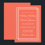 Elégant Mariage moderne Coral White Invitation<br><div class="desc">Mariage géométrique simple moderne et élégant Coral et cadres blancs Carte d'invitation</div>