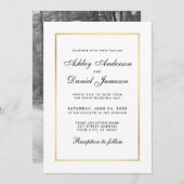 Elégant Mariage moderne Invitation - Black White P (Devant / Derrière)