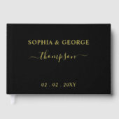 Élégant Mariage moderne noir et or (Recto)