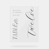 Élégant Mariage moderne Noir Script Numéro de tabl (Recto)