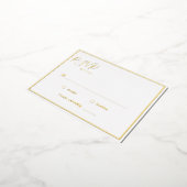 Elégant mariage moderne RSVP Gold Foil carte posta (Rotation)