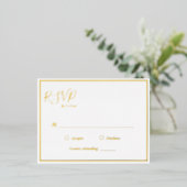 Elégant mariage moderne RSVP Gold Foil carte posta (Debout devant)