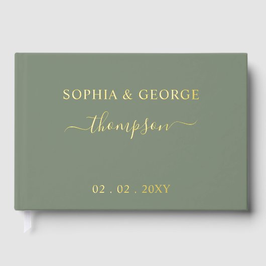 Élégant Mariage moderne Sage Gold (Recto)