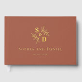 Élégant mariage monogramme verdure feuille vrai fe (Recto)