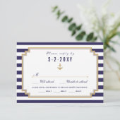 Élégant mariage nautique RSVP carte choix de repas (Debout devant)
