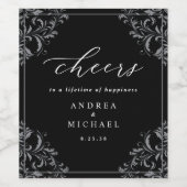 Elégant Mariage noir et blanc Étiquette de vin (Étiquettes simples)