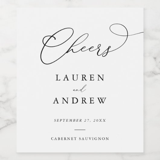 Élégant Mariage noir et blanc Étiquette de vin (Étiquettes simples)