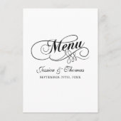Elégant Mariage Noir Et Blanc Modèles Menu (Dos)