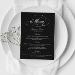 Elégant Mariage Noir Et Blanc Modèles Menu<br><div class="desc">Célébrez dans le style avec ces cartes de menu tendance. Le libellé est facile à personnaliser et vos invités de dîner seront ravis lorsqu'ils reçoivent ces menus super élégants.</div>