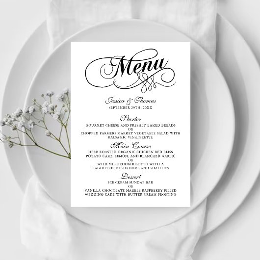 Elégant Mariage Noir Et Blanc Modèles Menu