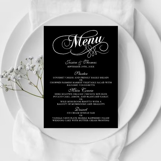 Elégant Mariage Noir Et Blanc Modèles Menu