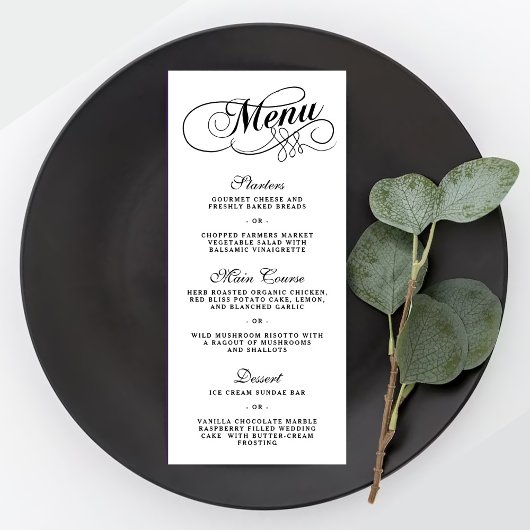 Elégant Mariage Noir Et Blanc Modèles Menu