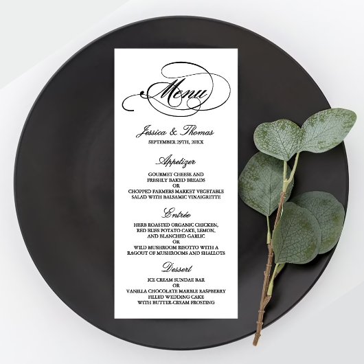 Elégant Mariage Noir Et Blanc Modèles Menu