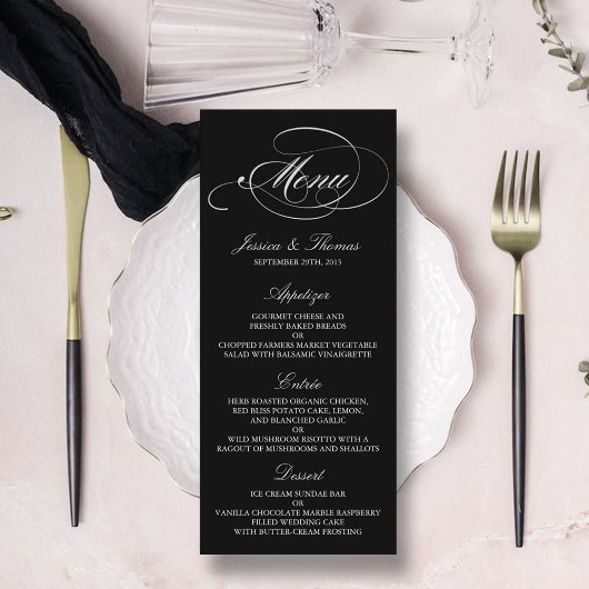 Elégant Mariage Noir Et Blanc Modèles Menu