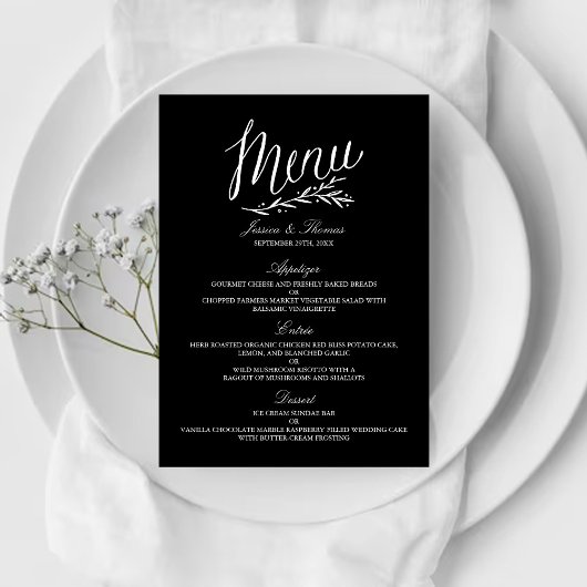 Elégant Mariage Noir Et Blanc Modèles Menu