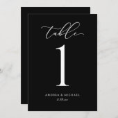 Élégant Mariage noir et blanc Numéro de table (Devant / Derrière)