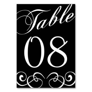 Élégant Mariage noir et blanc Numéro de table