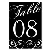 Élégant Mariage noir et blanc Numéro de table (Dos)