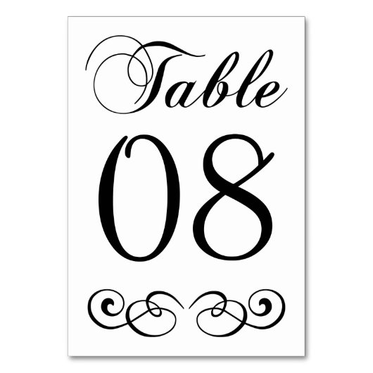 Élégant Mariage noir et blanc Numéro de table (Dos)