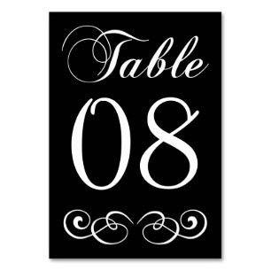 Élégant Mariage noir et blanc Numéro de table