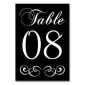 Élégant Mariage noir et blanc Numéro de table (Dos)