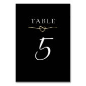 Elégant Mariage noir or carte numéro de table (Dos)