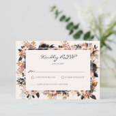 Elégant mariage noir & or Floral carte RSVP (Debout devant)