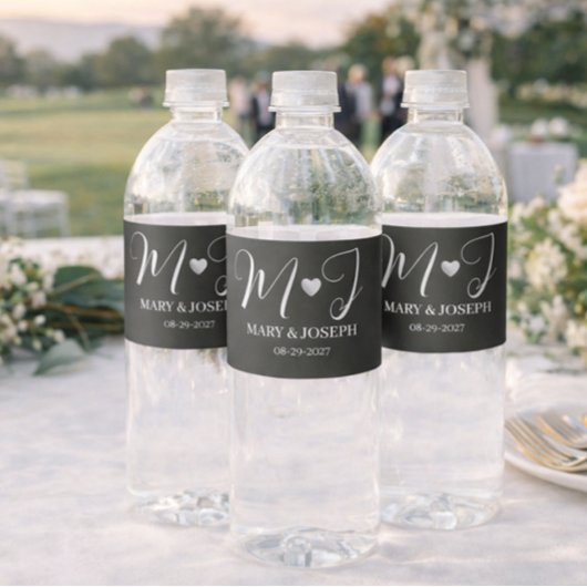 Élégant Mariage noir personnalisé Étiquette boutei