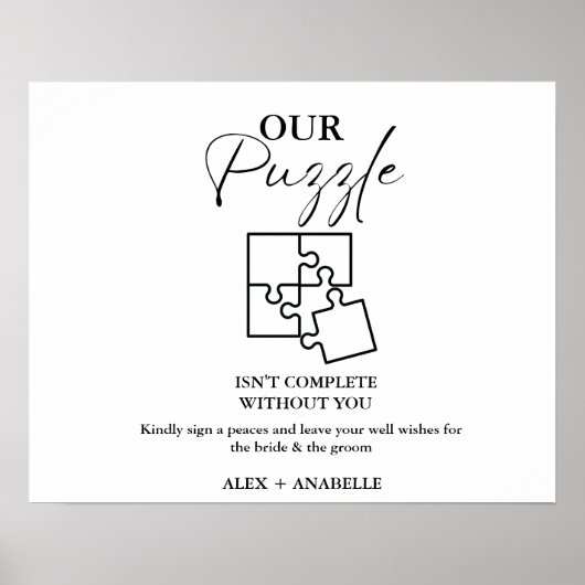 Élégant Mariage noir Puzzle Livre d'or (Devant)