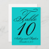 Elégant mariage Numéro de table Cartes Aqua Blue (Devant / Derrière)